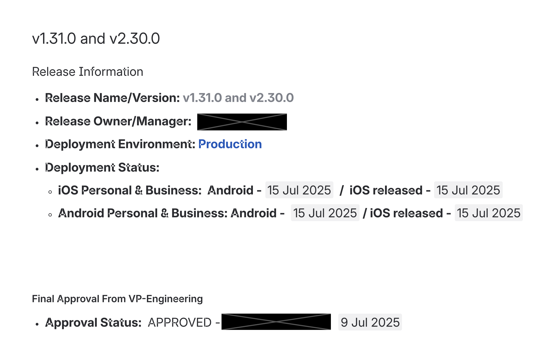 Featured Release note (1.31.0) and (2.30.0) - July 2025